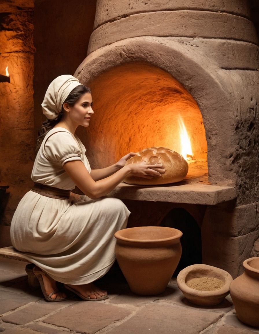 ancient rome, ancient civilization, baking, bread, clay oven, culinary arts, daily life