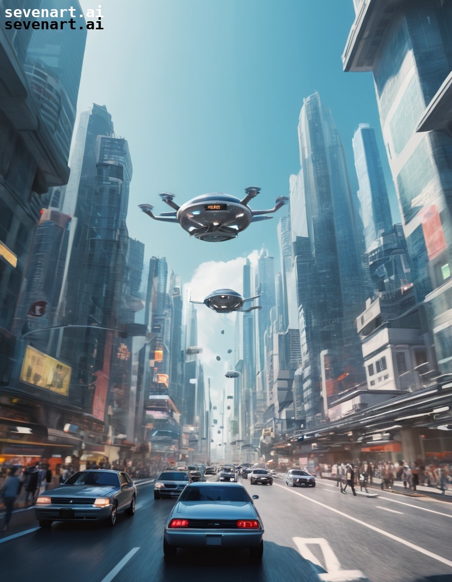 futuristic, flying cars, metropolis, commuting, technology, future