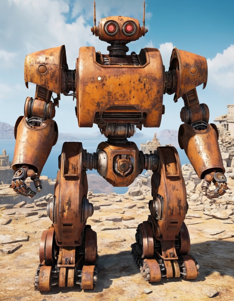 rusty, protectron, robot, ruins, artificial intelligence, fallout, games, tv shows