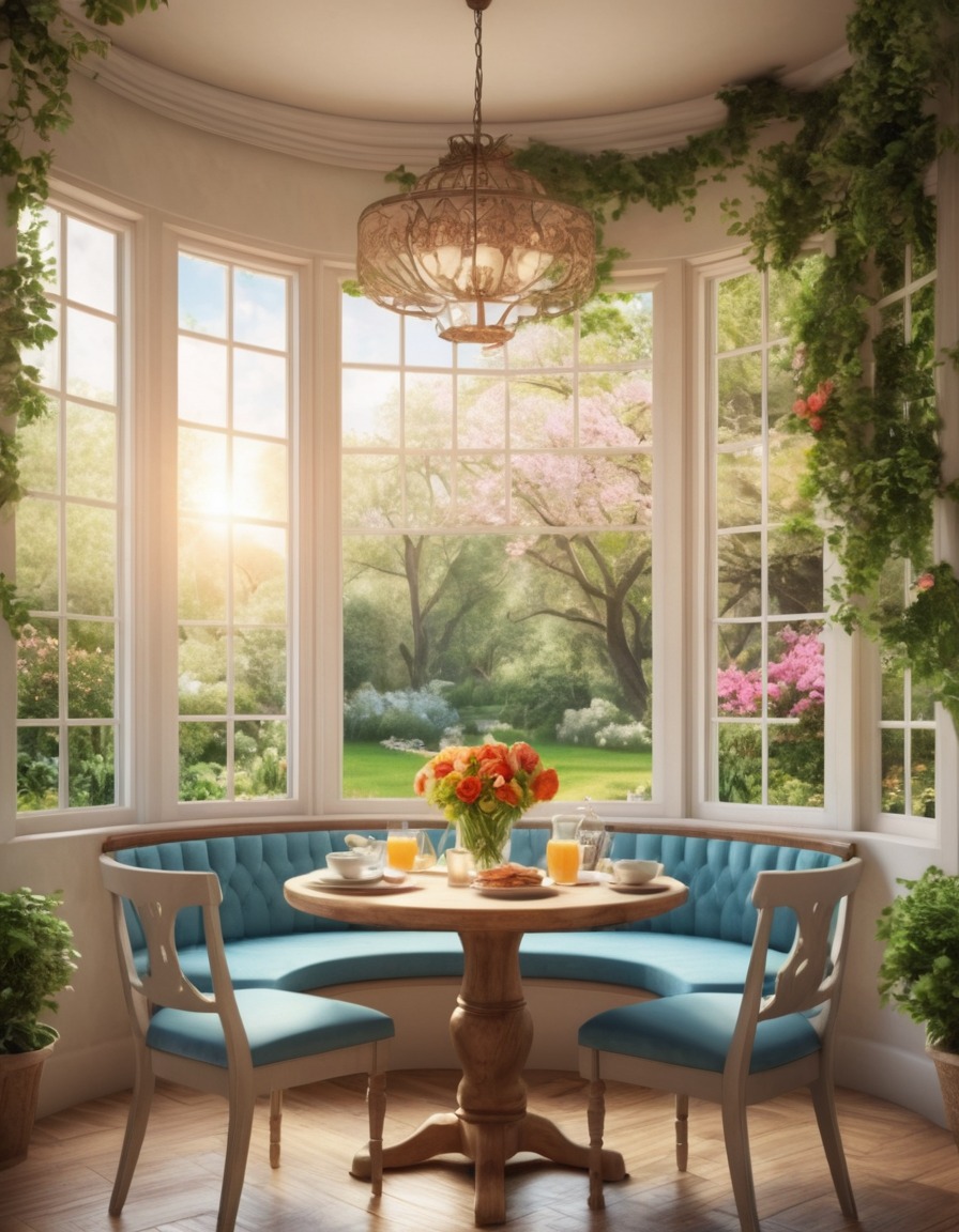 breakfast nook, garden view, cozy, home decor, home, interior