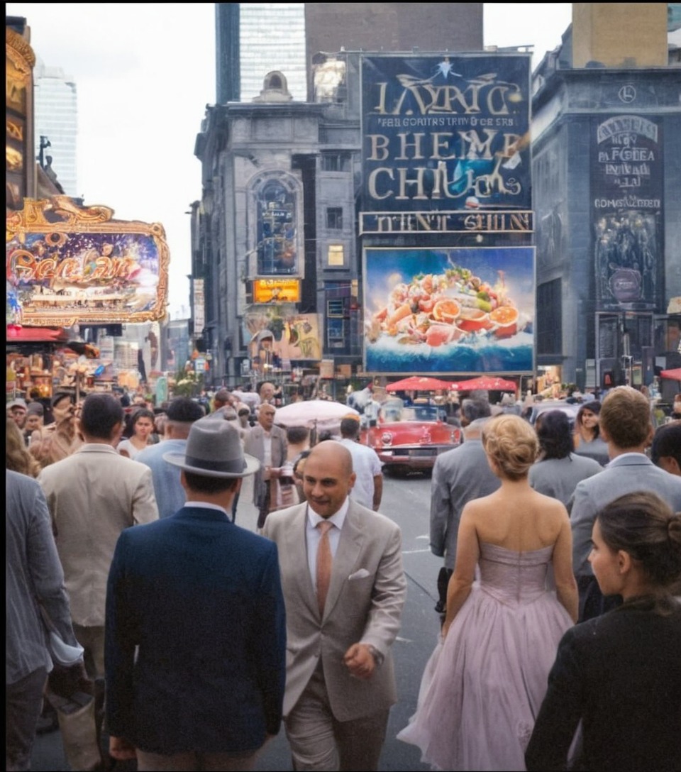 vintage new york, 1950s, 1950s in color, color photography, street photography, crowd, times square, broadway, street scene, urban scene