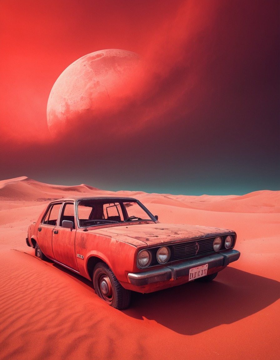 abandoned, rust, car, radioactive, sand dunes, fallout, games, tv shows, amazon prime