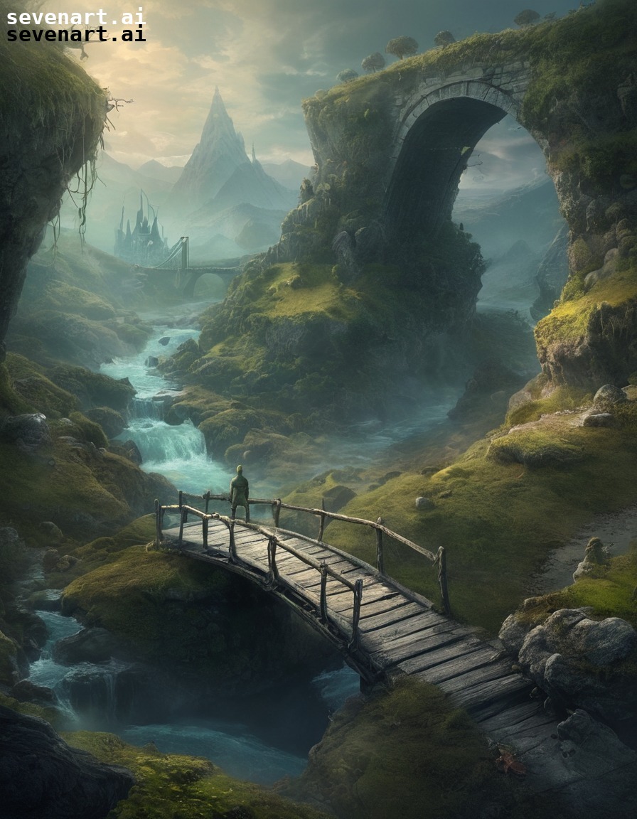 fantasy, troll, bridge, guardian, landscape