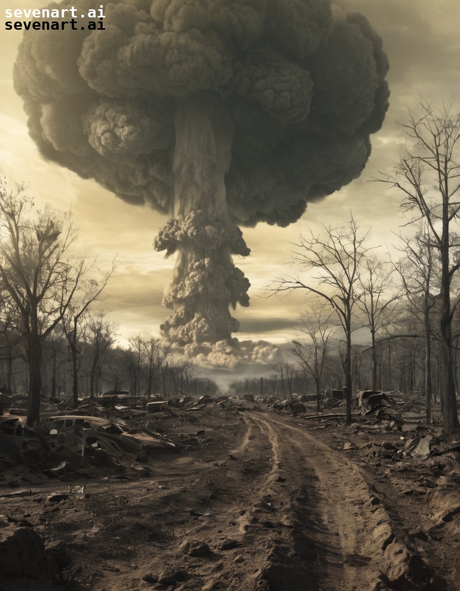 nuclear fallout, radiation, environmental impact, illustration, long-term effects, nuclear weapon, atomic bomb