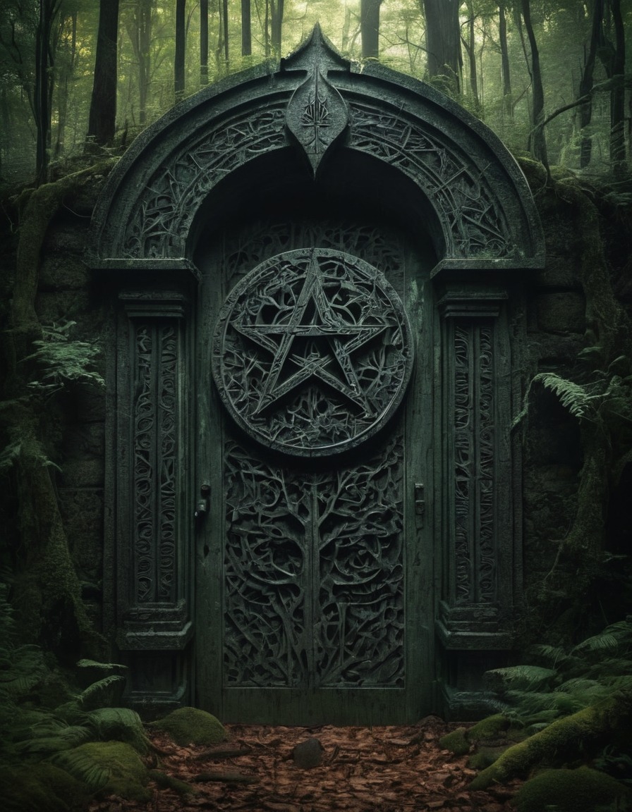 mystery, symbol, chapel, hidden, forest, forgotten, gothic, underground, dark