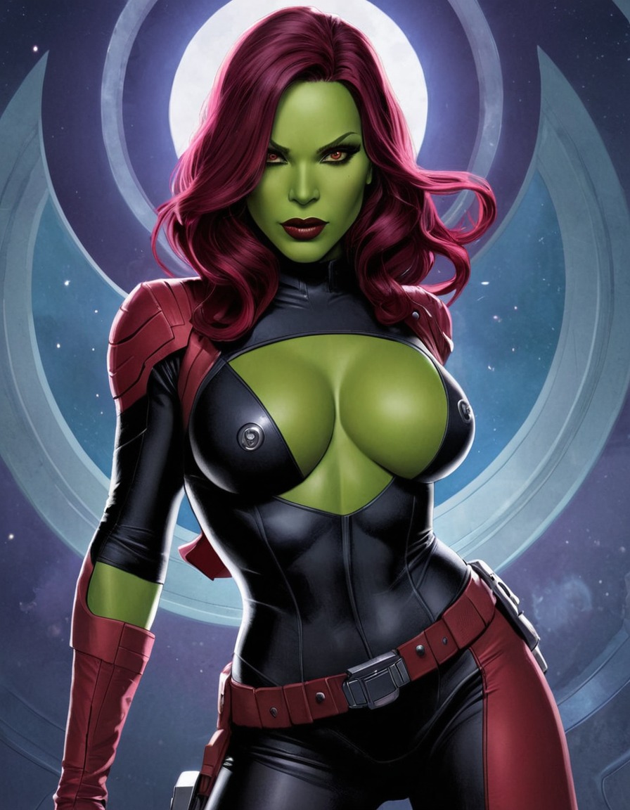 gamora, guardians of the galaxy, marvel, superhero, illustration, sexy, painted