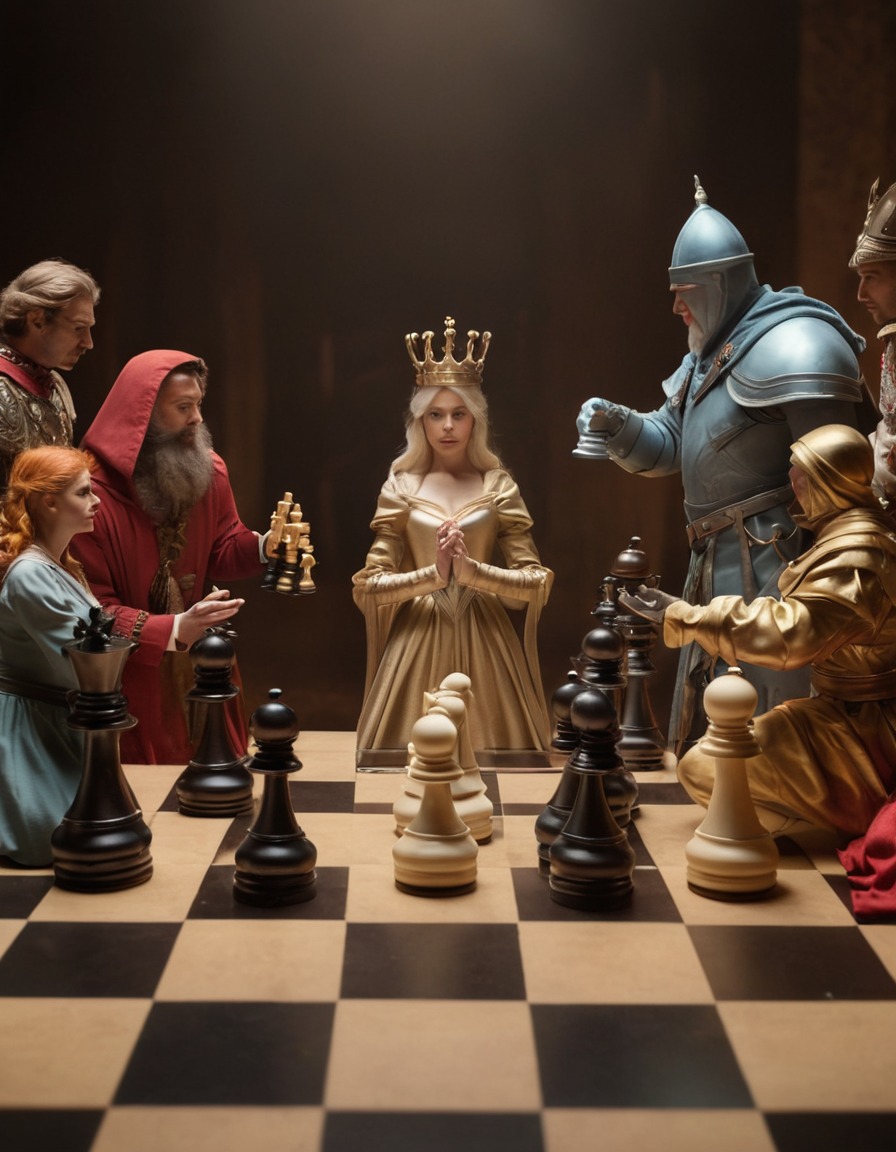 live action, chess, game, performance, costumes, strategy, entertainment