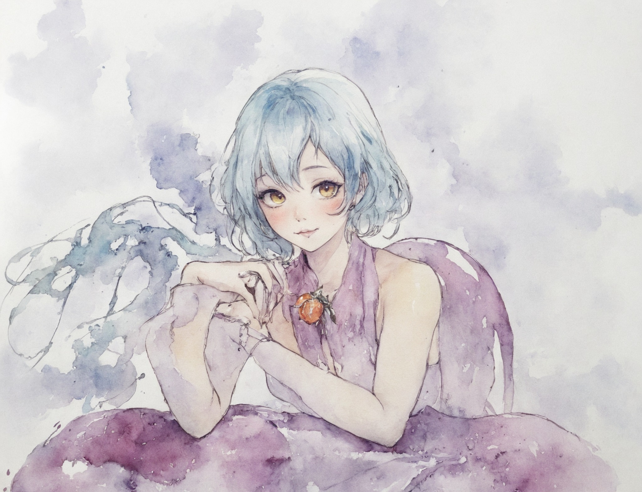 illustration, watercolor, touhou, touhou project, 東方project, sagume kishin, touhou sagume, art, game, watercolor art