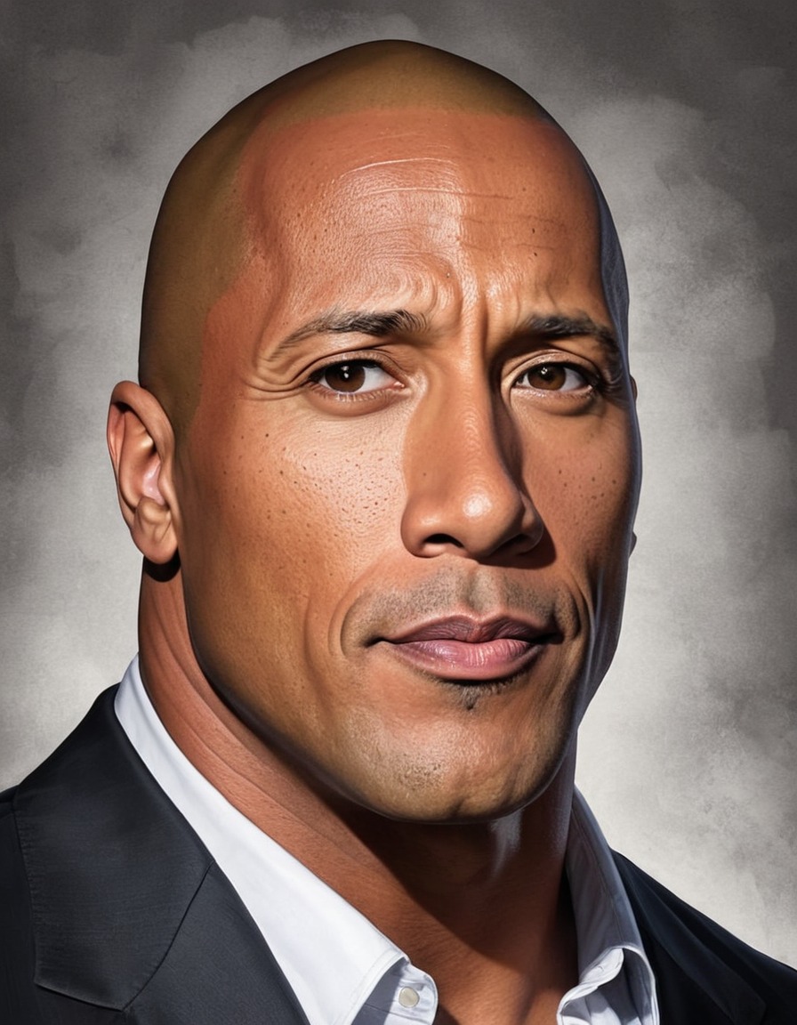 dwayne johnson, the rock, portrait painting, celebrity, wwe, actor, entertainment