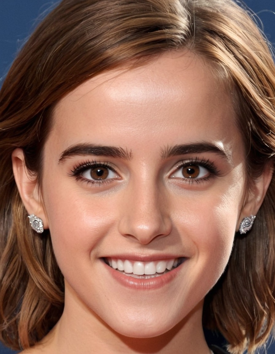 emma watson, celebrity, big nose, smile, forehead, eyes