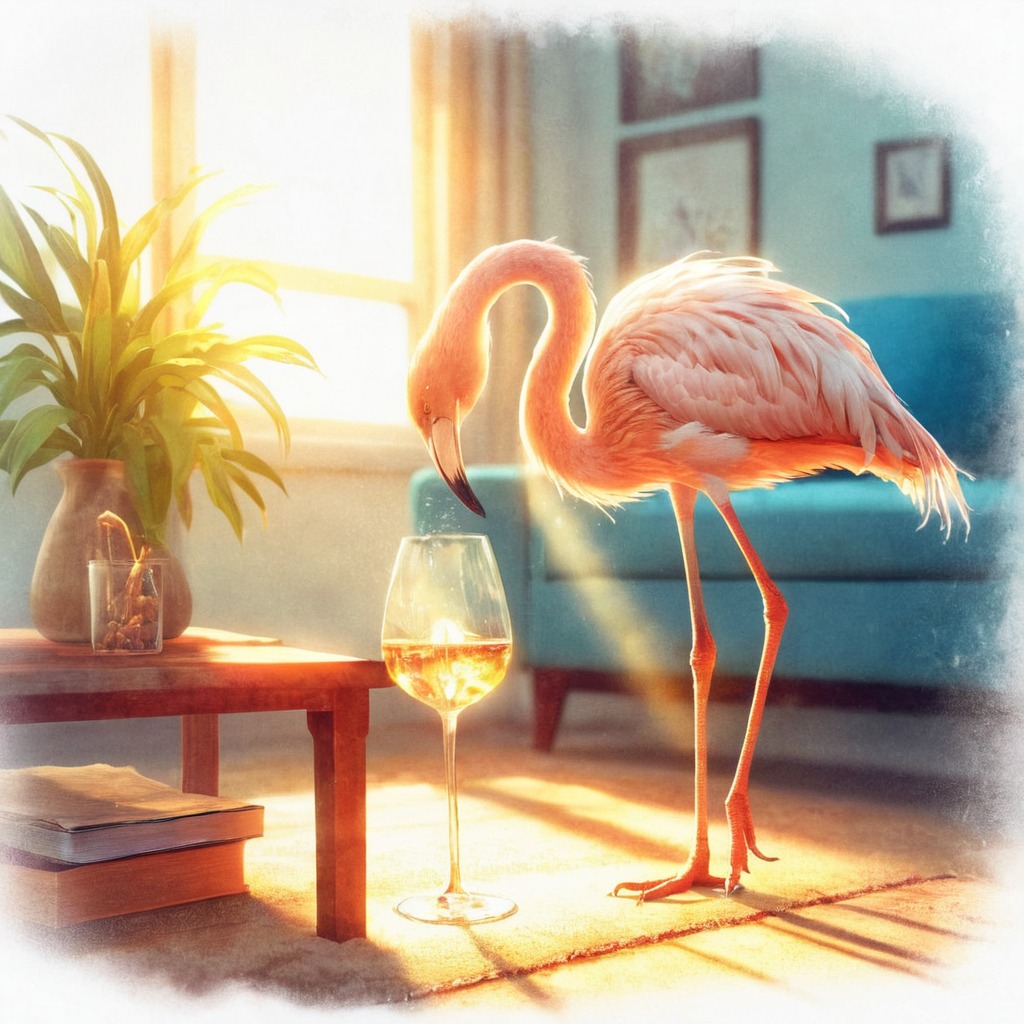 animal, bird, copilot, dalle3, flamingo, federweisser, aiart