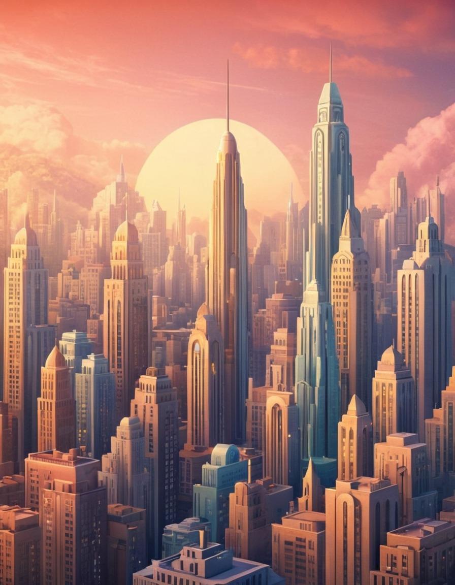 architecture, art deco, cityscape, buildings, skyline