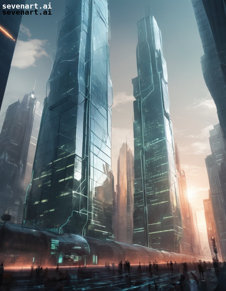 futuristic, cityscape, skyscrapers, glass, energy sources, future