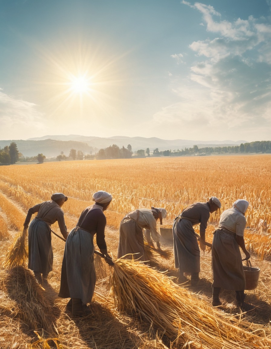 rural life, agriculture, working, harvest, sunlight, middle ages