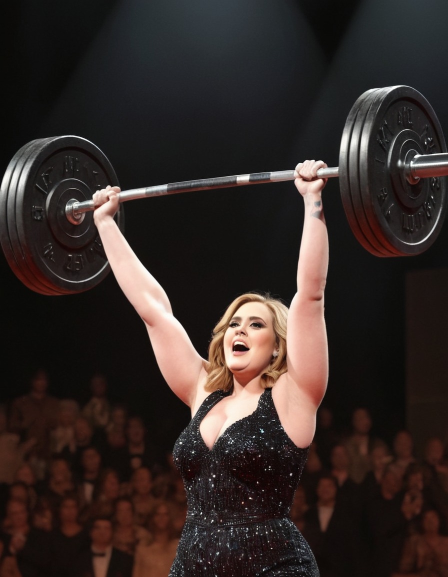 adele, singer, weights, workout, exercise, performance, music, concert