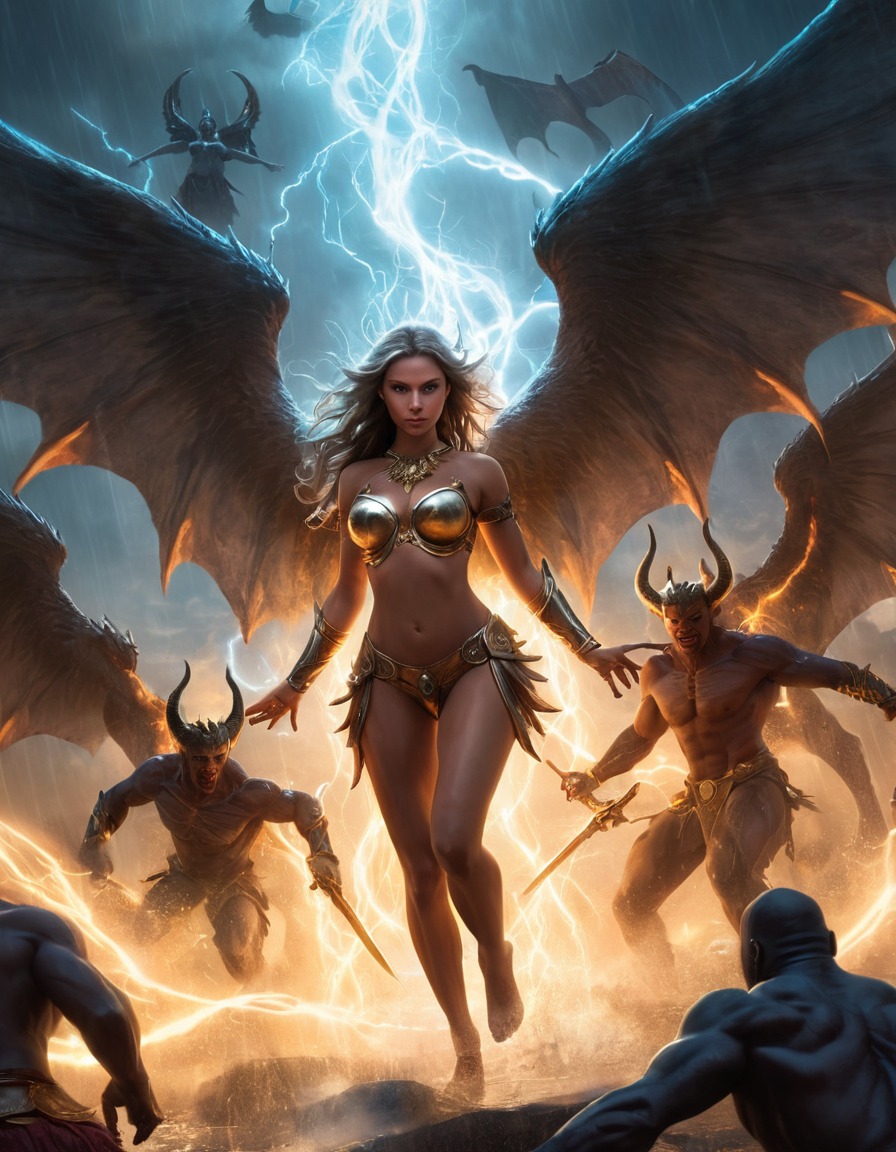 angel, demon, battle, fantasy, power, good vs evil, sexy, erotic