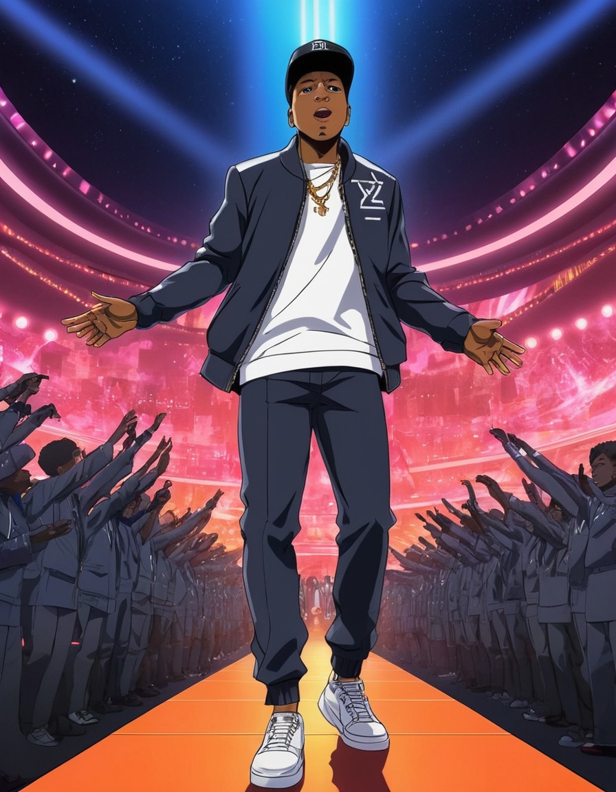 jay-z, anime, futuristic, stage, music, performance