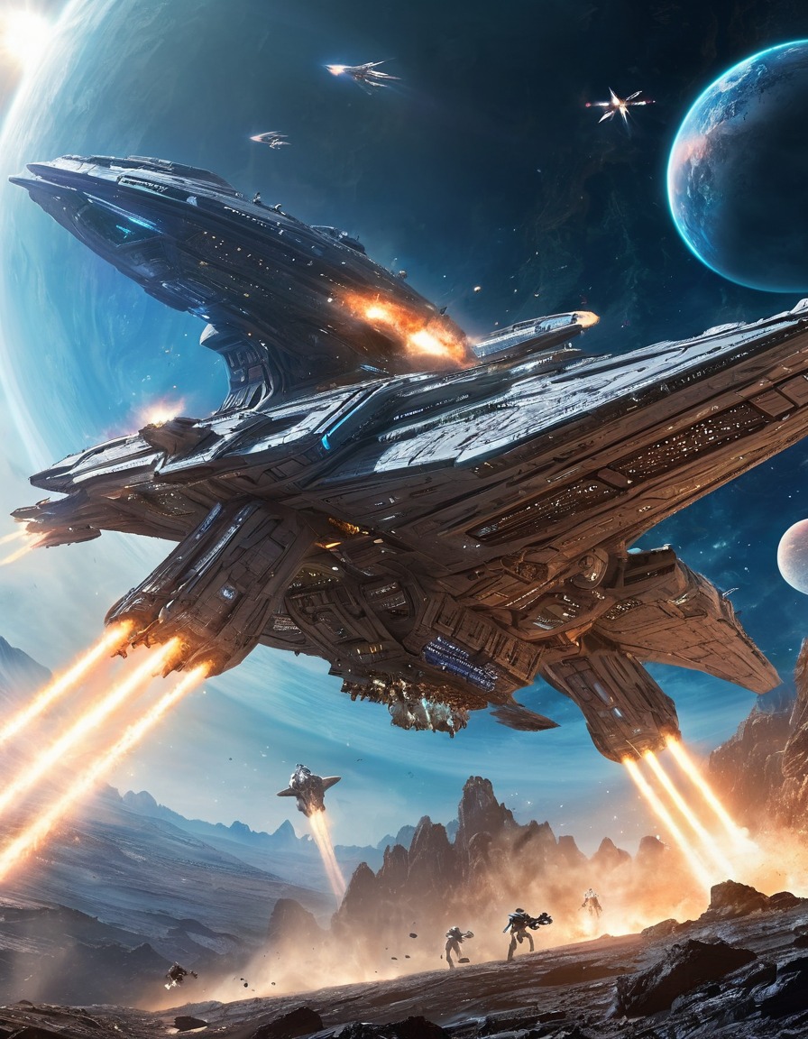 space, starship, alien fleet, epic battle, sci-fi, extraterrestrial, interstellar warfare