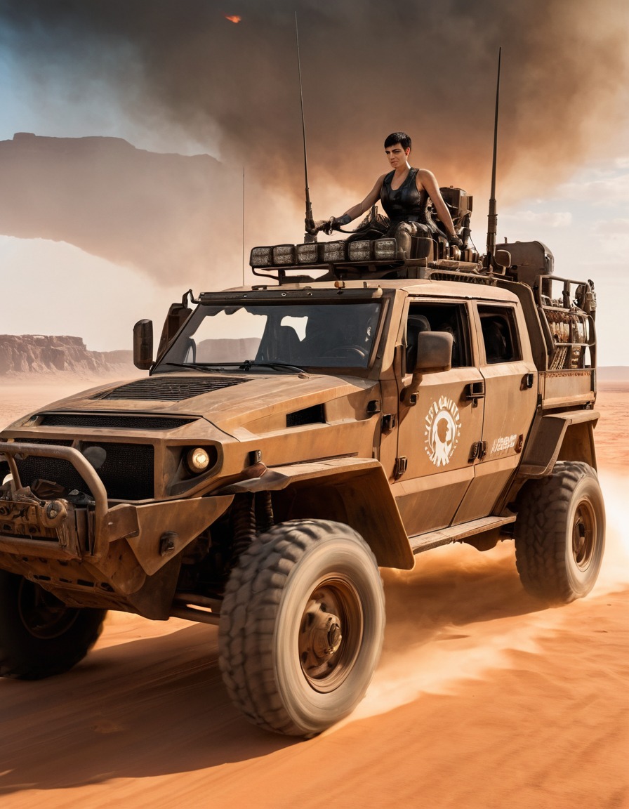 furiosa, mad max, war rig, desert, fiery, action