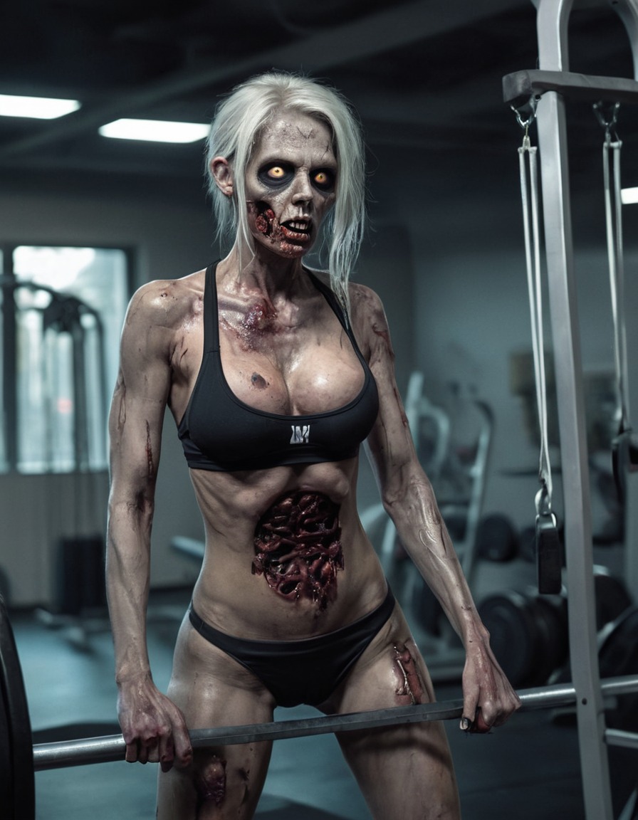 zombie, workout, gym, horror