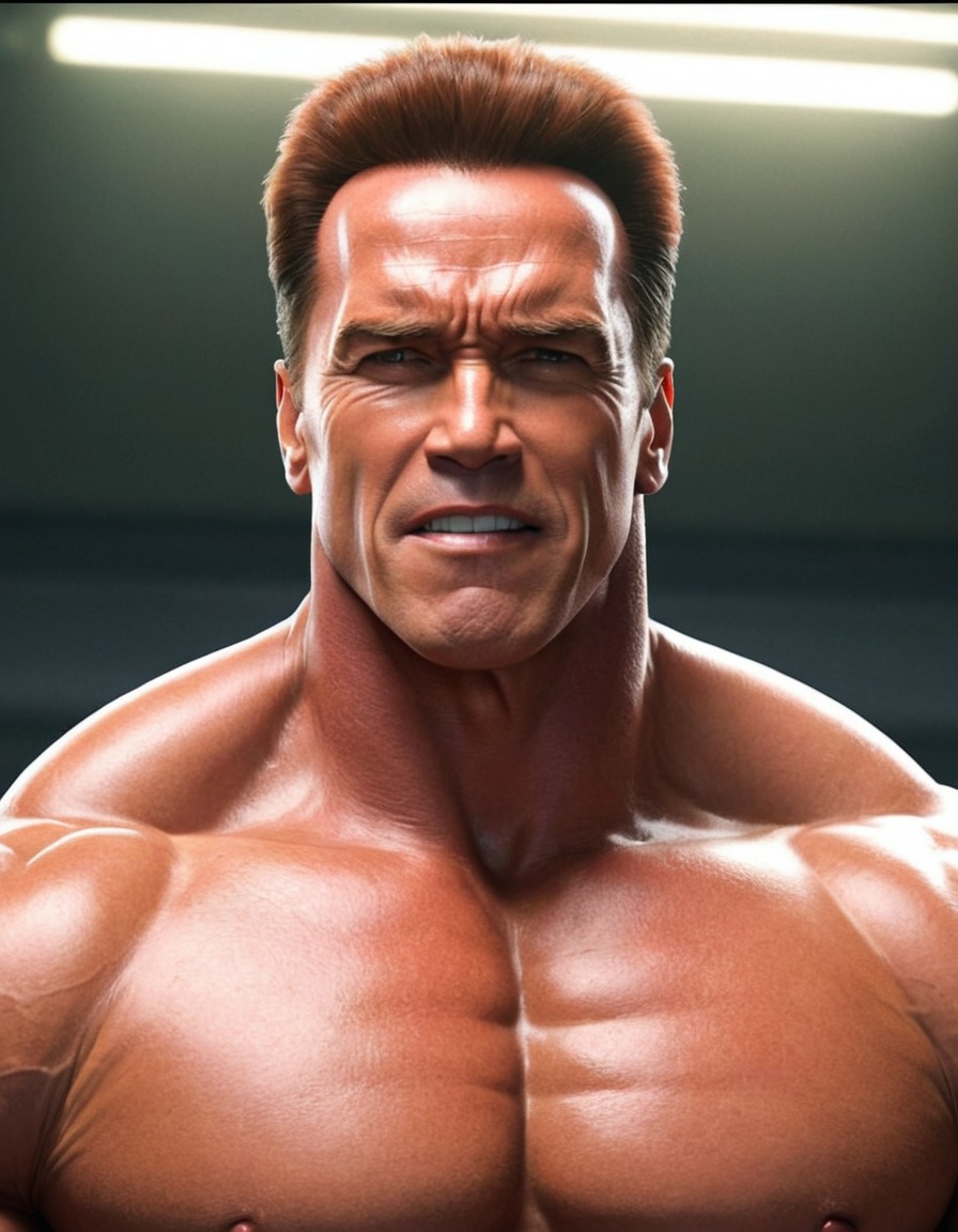 arnold schwarzenegger, anime, muscles, determination, politics