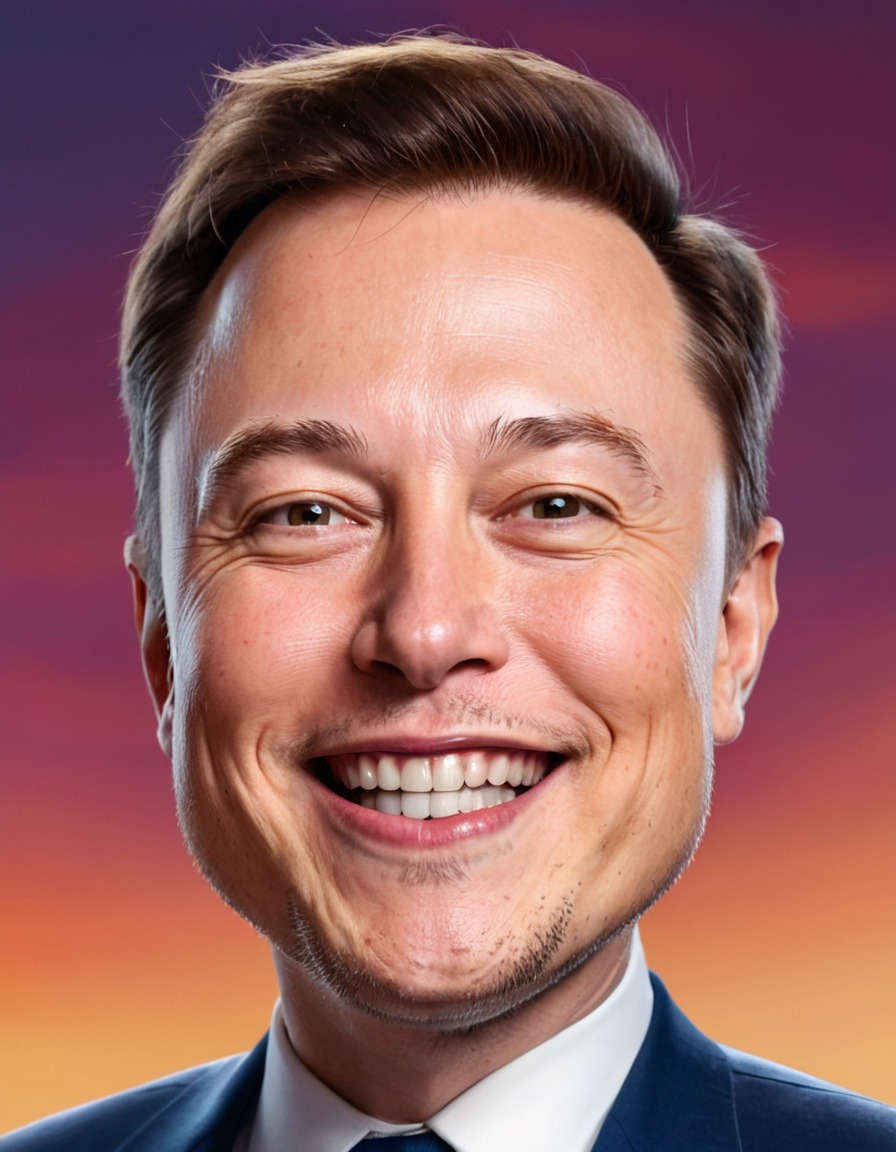 elon musk, caricature, big head, crazy smile, entrepreneur, innovation, tech industry