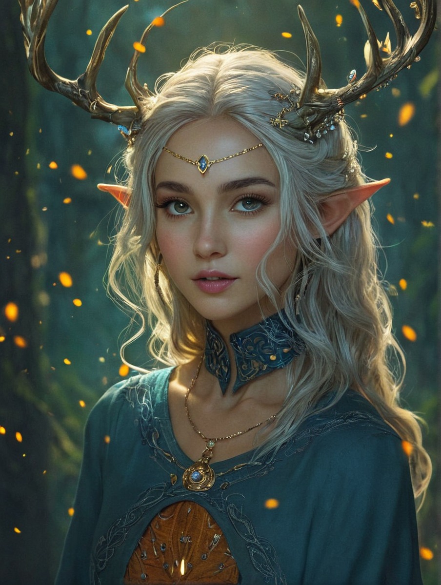 digitalart, characterdesign, magic, fantasyart, fantasycharacter, portrait, elf, forest, adoptable, warrior, dalle3, fantasy, illustration, meditation, melancholy, surreal, surrealart, surrealism, aiart, nanahwang, midjourney