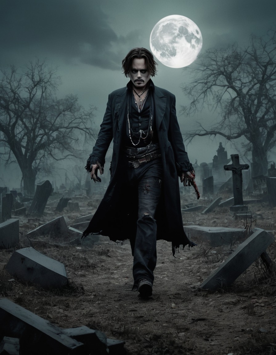 johnny depp, zombie, graveyard, horror, celebrities