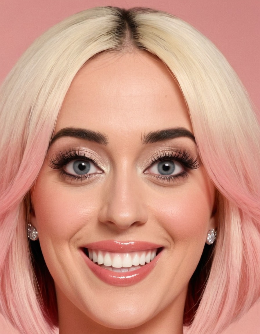 katy perry, big nose, smile, forehead, eyes