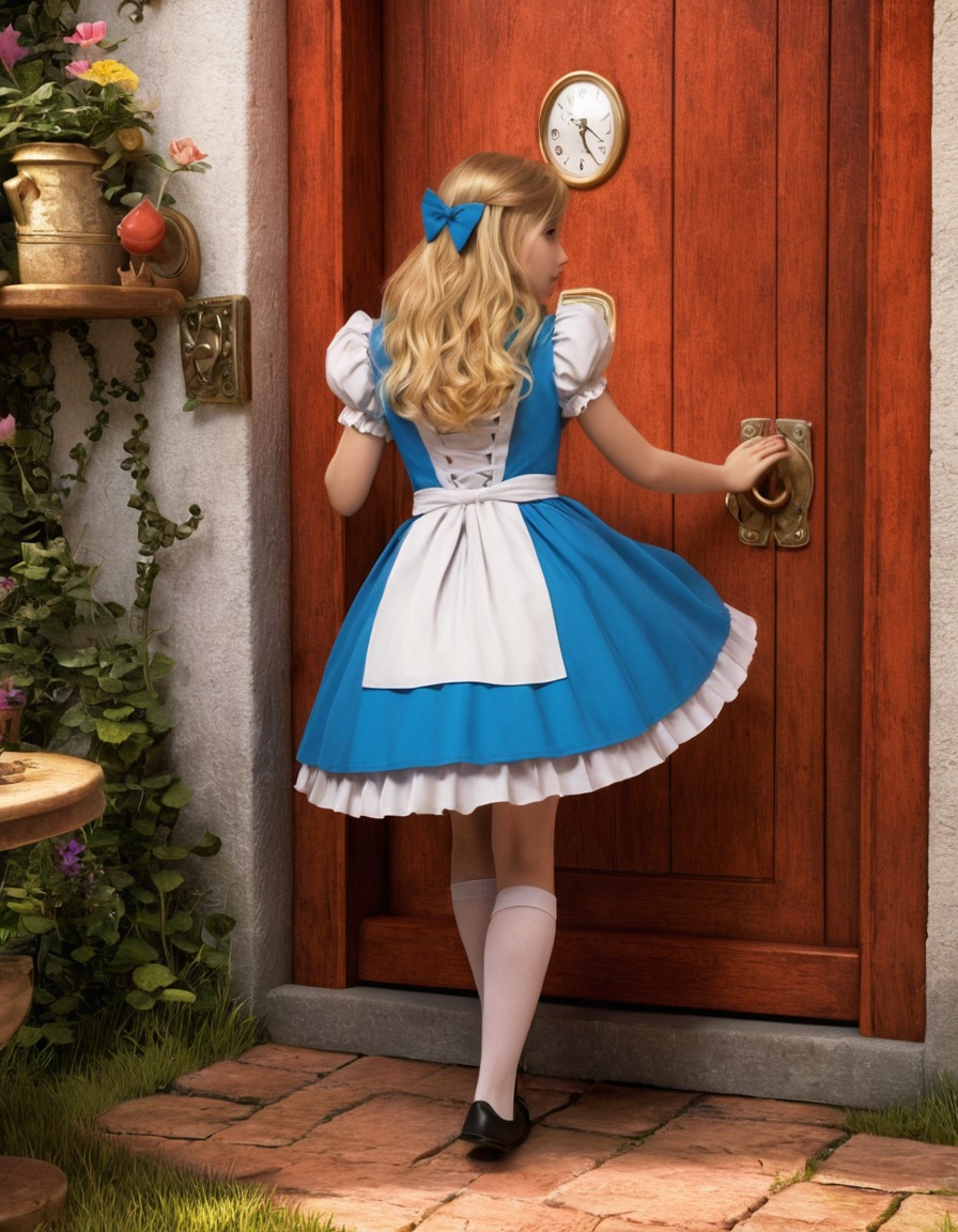 alice, alice's adventures in wonderland, struggle, tiny door, fantasy, fiction, adventure, books