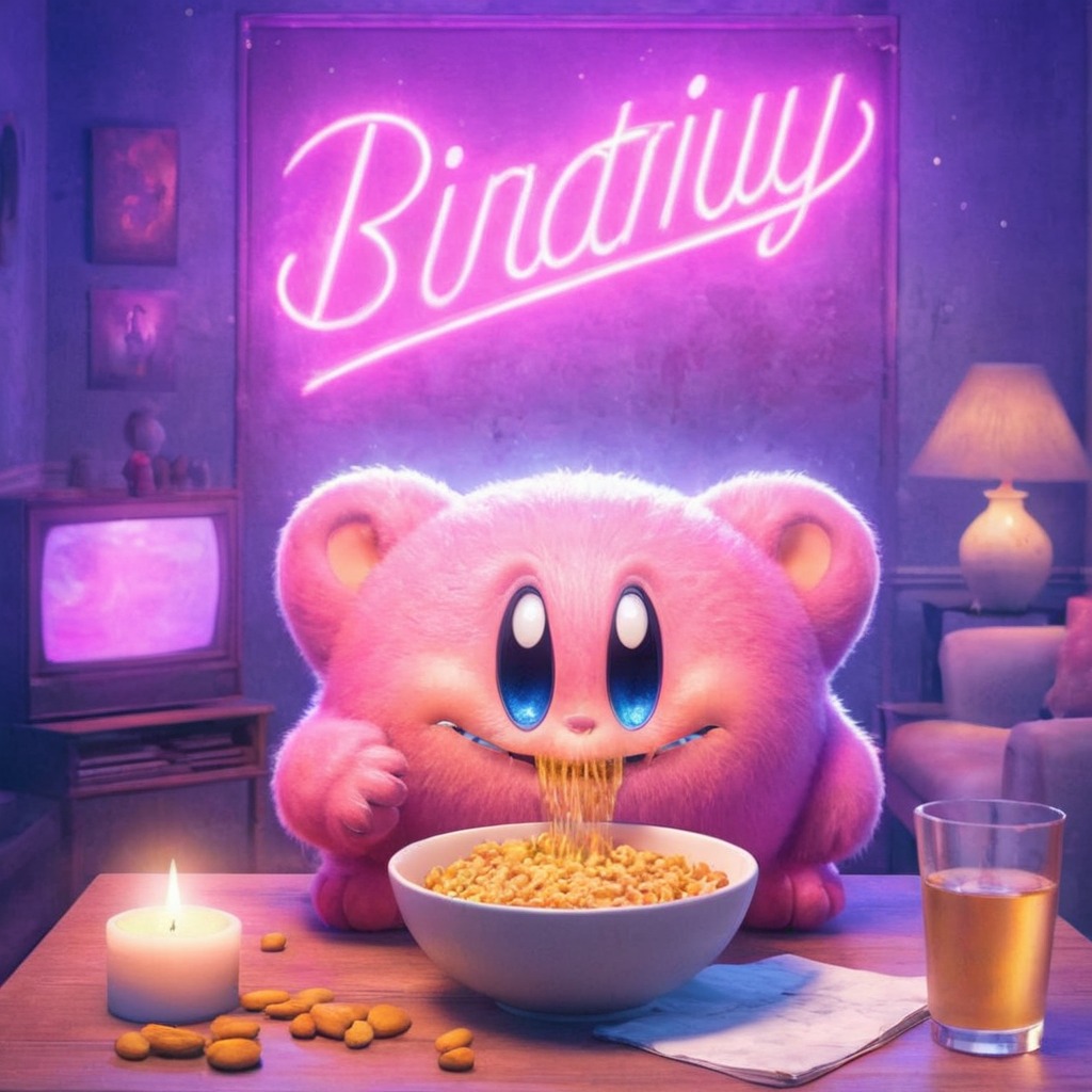 kirby, closeup, cute, noodles, sweet, with