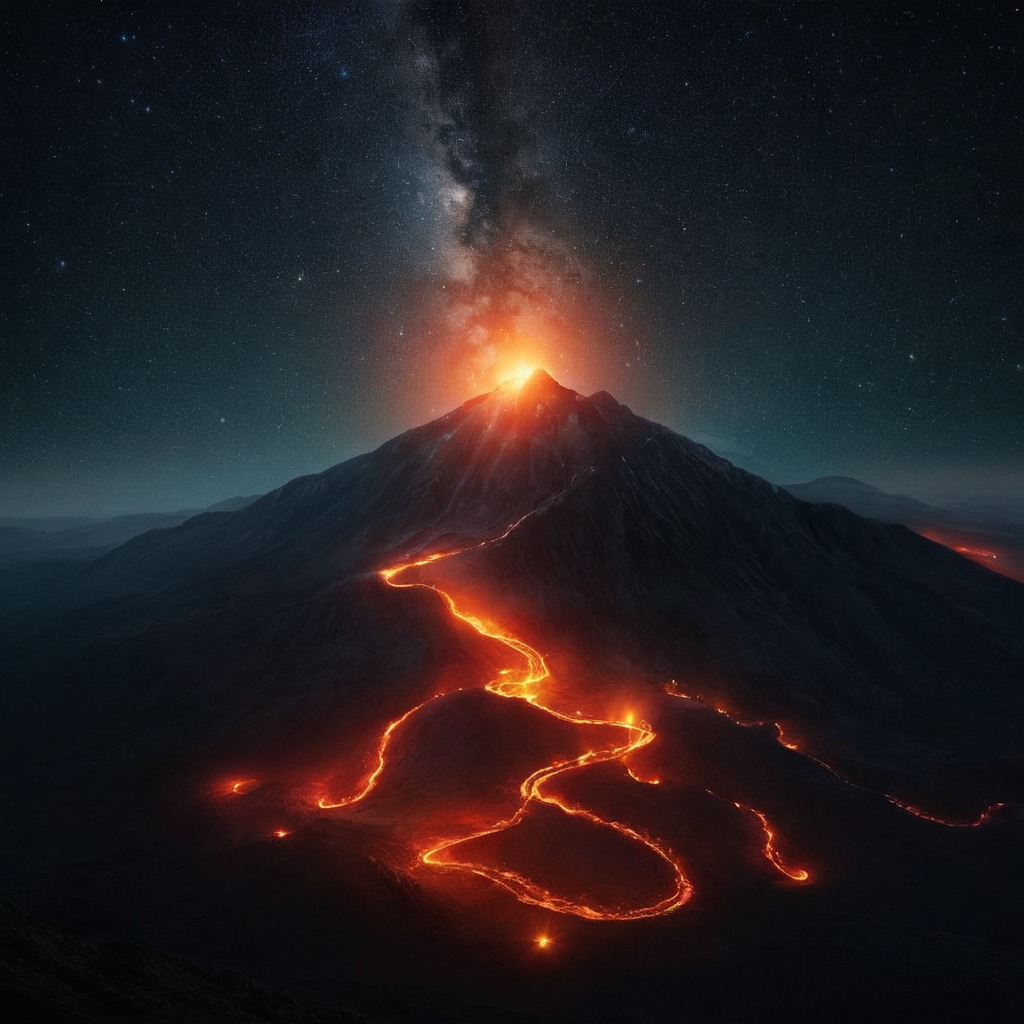 digitalart, conceptart, drama, photography, beauty, fantasyart, wallpaper, ancient, fog, blacksky, darksky, dramaticsky, epic, eruption, lavaflow, naturalphenomenon, nightsky, sky, space, volcano, moltenlava, volcaniclandscape, natureatnight, dailychallenge, naturepower, fieryglow, mountainvolcano, volcanoatnight