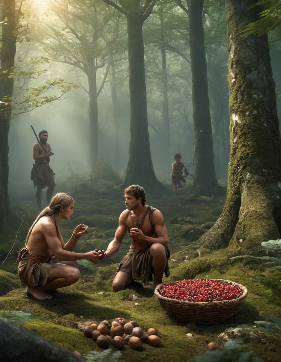 hunter-gatherers, berries, nuts, paleolithic, europe, forest, 10, 000 bc