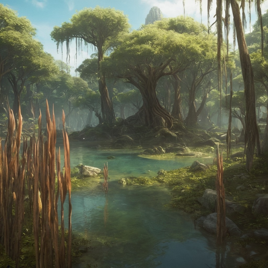 digitalart, dreamup, plants, mangrove, swamp, ai_art