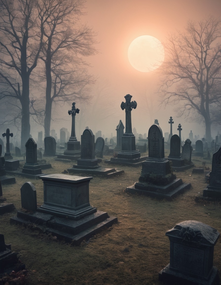 graveyard, foggy, eerie, tombstones, otherworldly, lovecraft, howard lovecraft