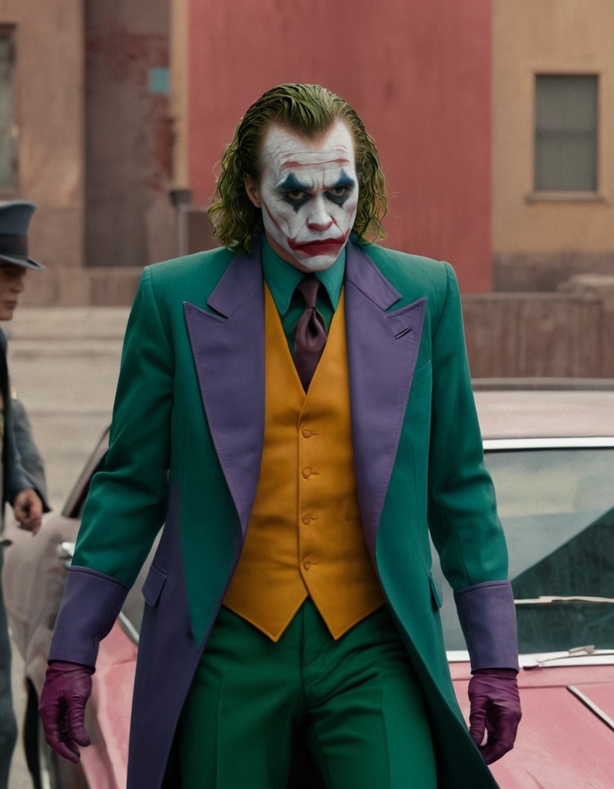 joker (2019), arthur fleck, dc comics, painted scene, transformation, chaotic, movie