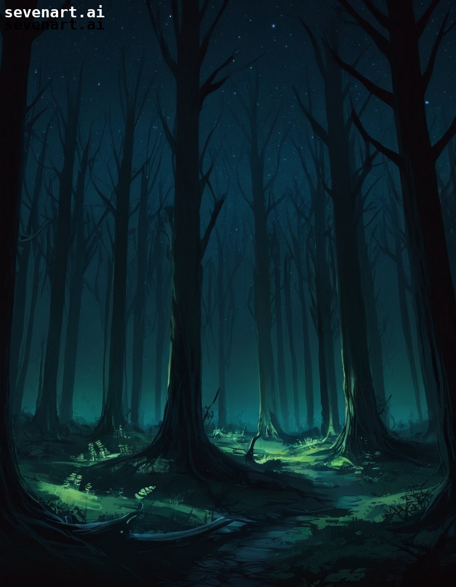 dark, mysterious, whispering, trees, forest, hallucination