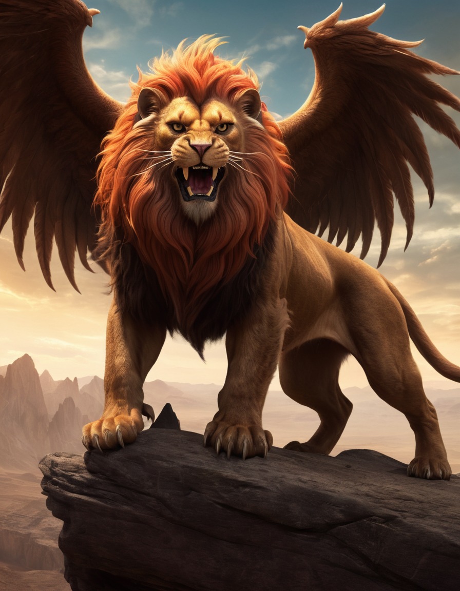 manticore, persian mythology, epic, fantasy, creature, landscape