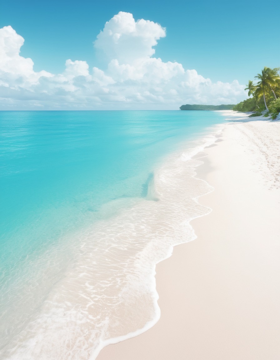 beach, turquoise waters, powdery white sand, idyllic, tropical, nature