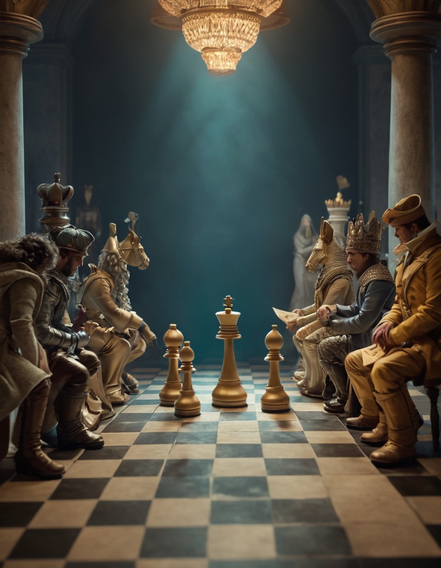 live action, chess game, human chess pieces, strategy, board game, role playing, cultural event