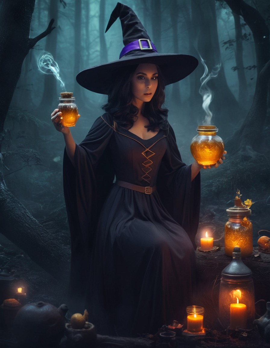 witch, potion, forest, magic, mystical, middle ages