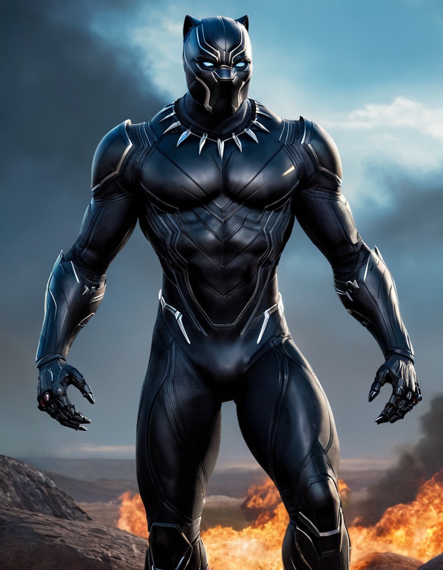 black panther, robot, marvel, superhero, wakanda