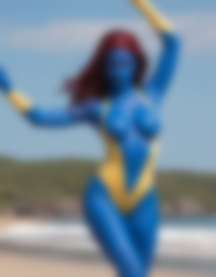 beach, mystique (x-men), swimsuit, transform, mutant, marvel, superhero