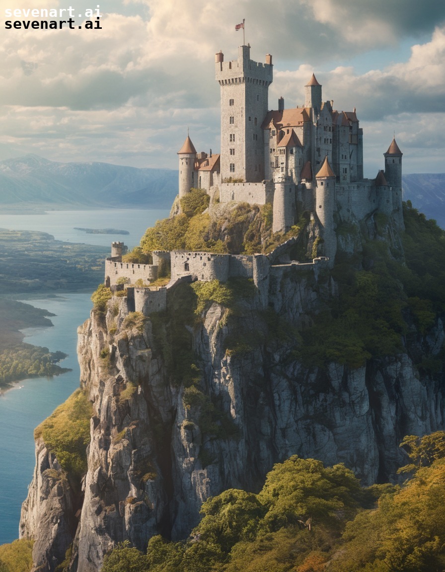 castle, historic, cliff, landscape, medieval