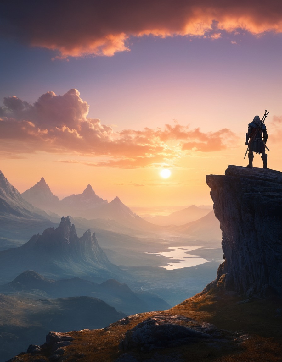 fantasy, witcher, landscape, silhouette, adventure, continent, computer games