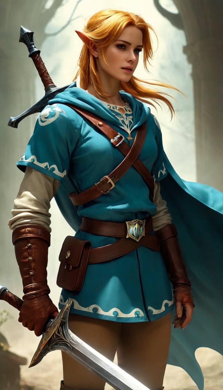 digitalart, fanart, characterdesign, portrait, videogamefanart, nintendo, warrior, digitalpainting, fantasycharacter, dailydeviation, hyrule, swords, warriorwomen, dailychallenges