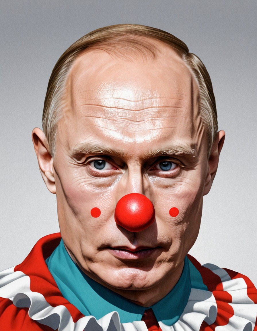 vladimir putin, satire, clown costume, political caricature, politics