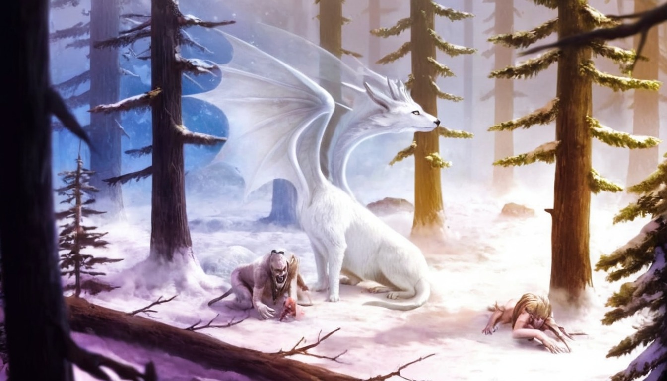 snow, bunny, cute, dragon, forest, rabbit, silly, winter