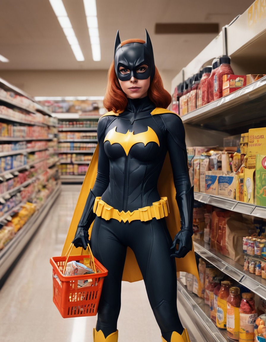 superhero, grocery shopping, snacks, comic books, lifestyle, superheroine, bikini