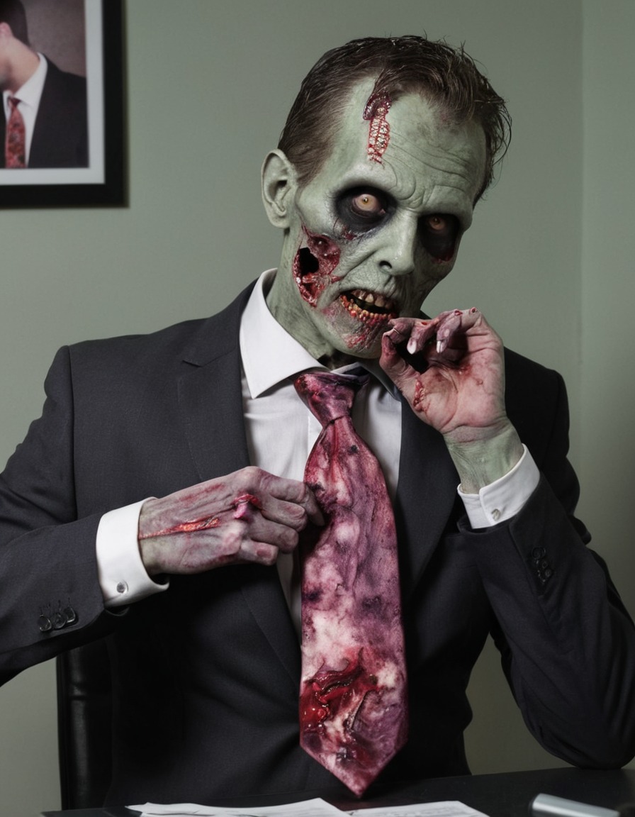 zombie, job interview, nervous, tie, undead, horror genre